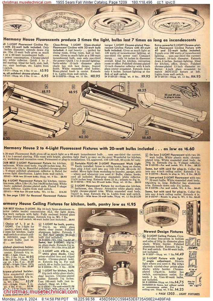 1955 Sears Fall Winter Catalog, Page 1209