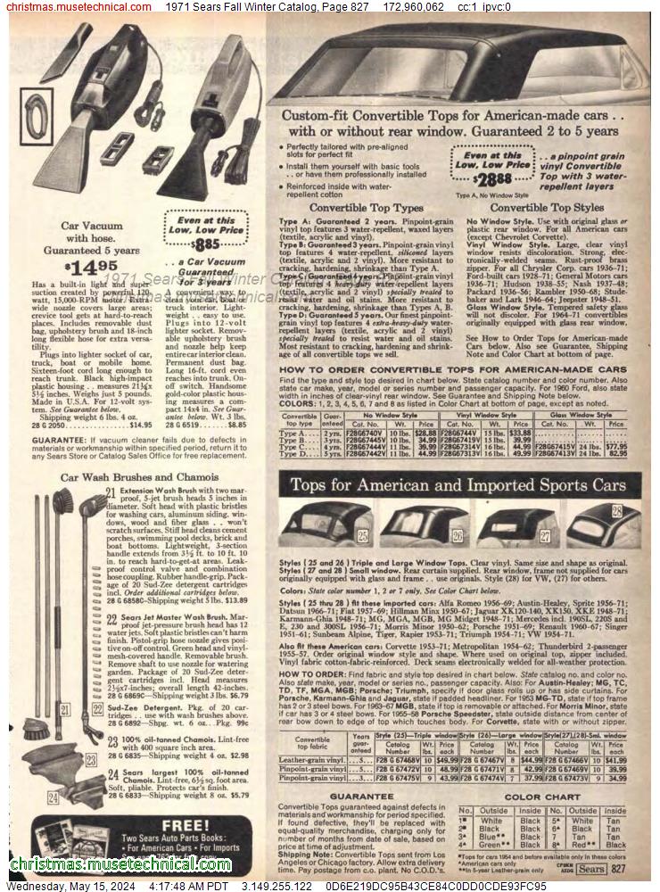 1971 Sears Fall Winter Catalog, Page 827