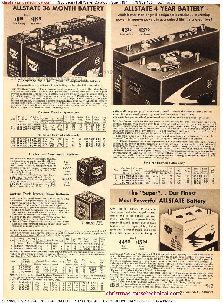 1956 Sears Fall Winter Catalog, Page 1197