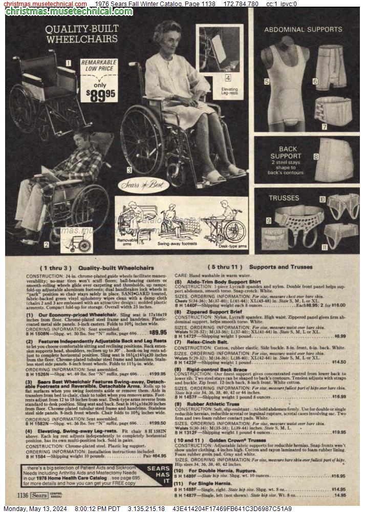1976 Sears Fall Winter Catalog, Page 1138