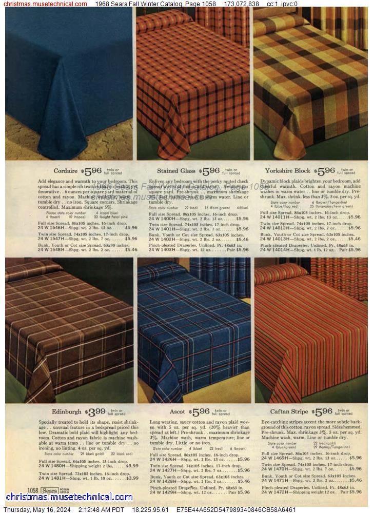1968 Sears Fall Winter Catalog, Page 1058