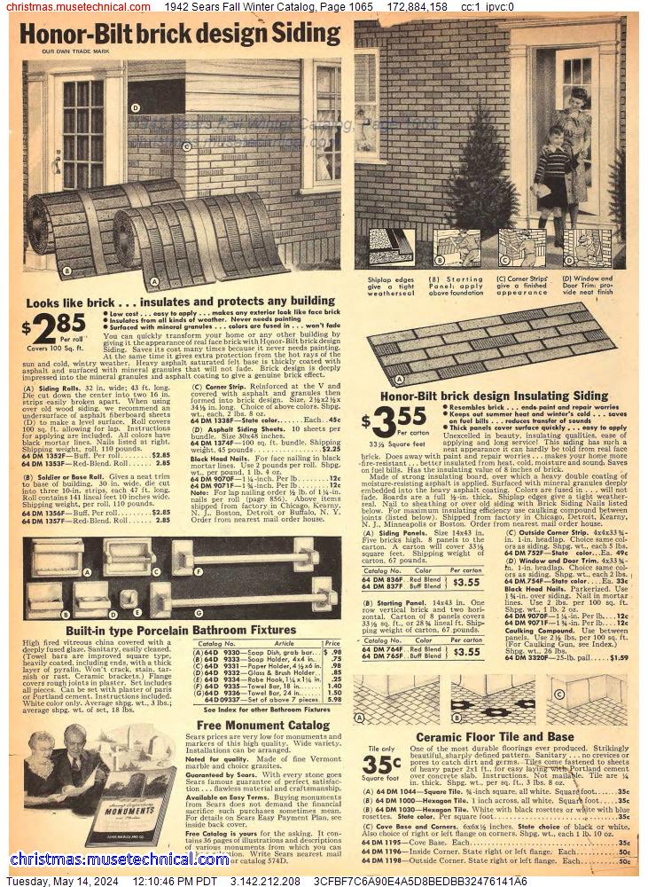 1942 Sears Fall Winter Catalog, Page 1065
