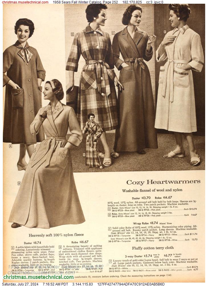 1958 Sears Fall Winter Catalog, Page 252