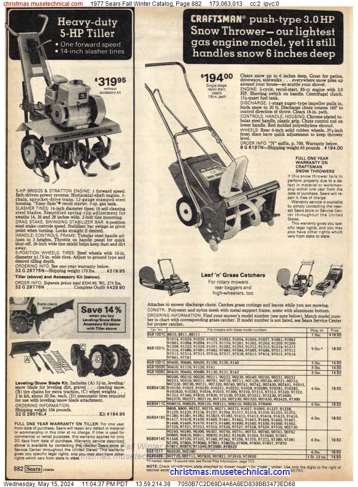 1977 Sears Fall Winter Catalog, Page 882
