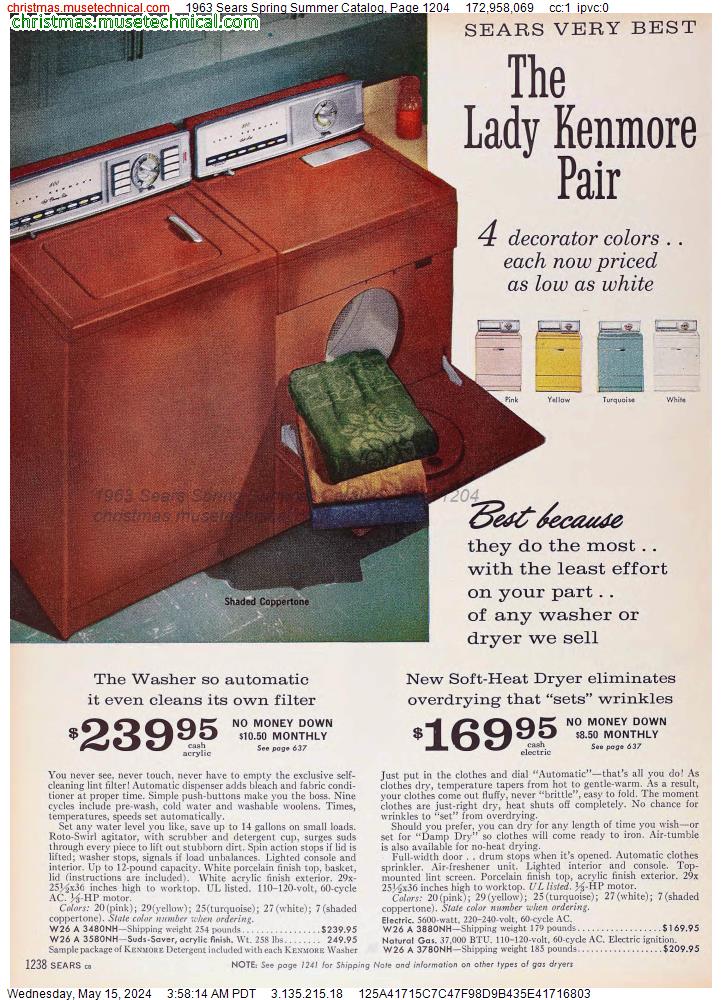 1963 Sears Spring Summer Catalog, Page 1204