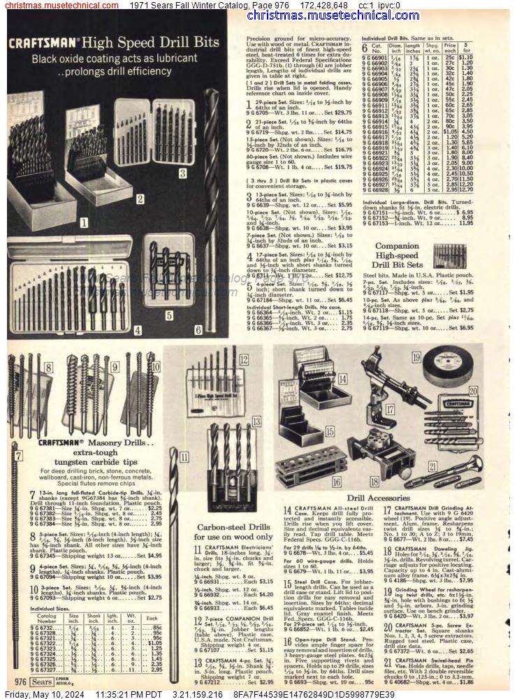 1971 Sears Fall Winter Catalog, Page 976