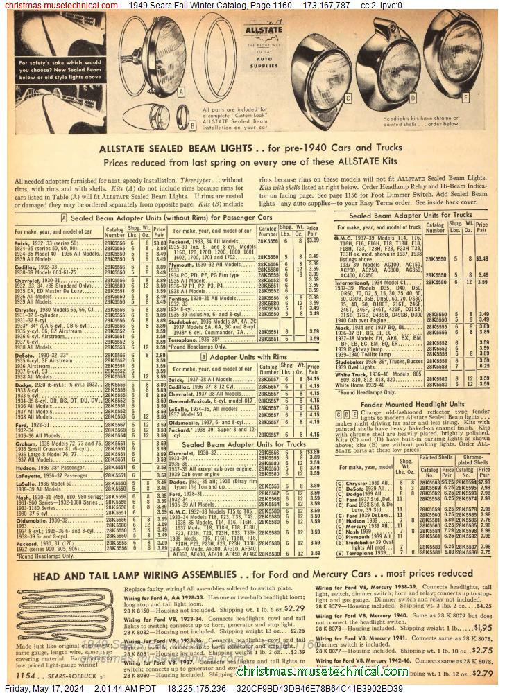 1949 Sears Fall Winter Catalog, Page 1160