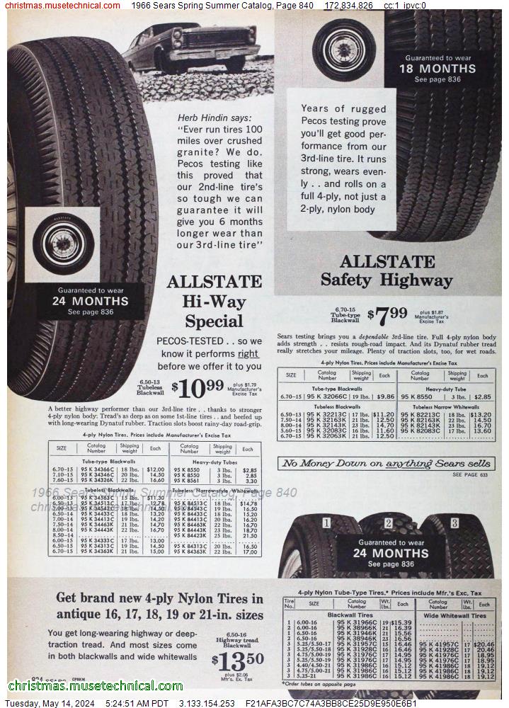 1966 Sears Spring Summer Catalog, Page 840