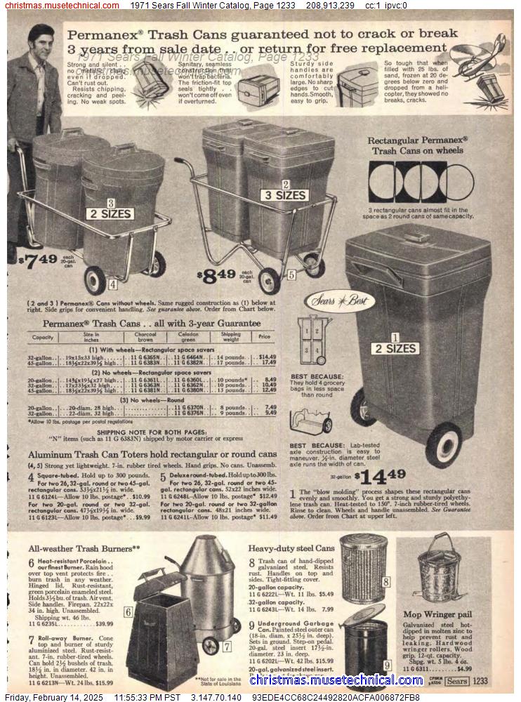 1971 Sears Fall Winter Catalog, Page 1233