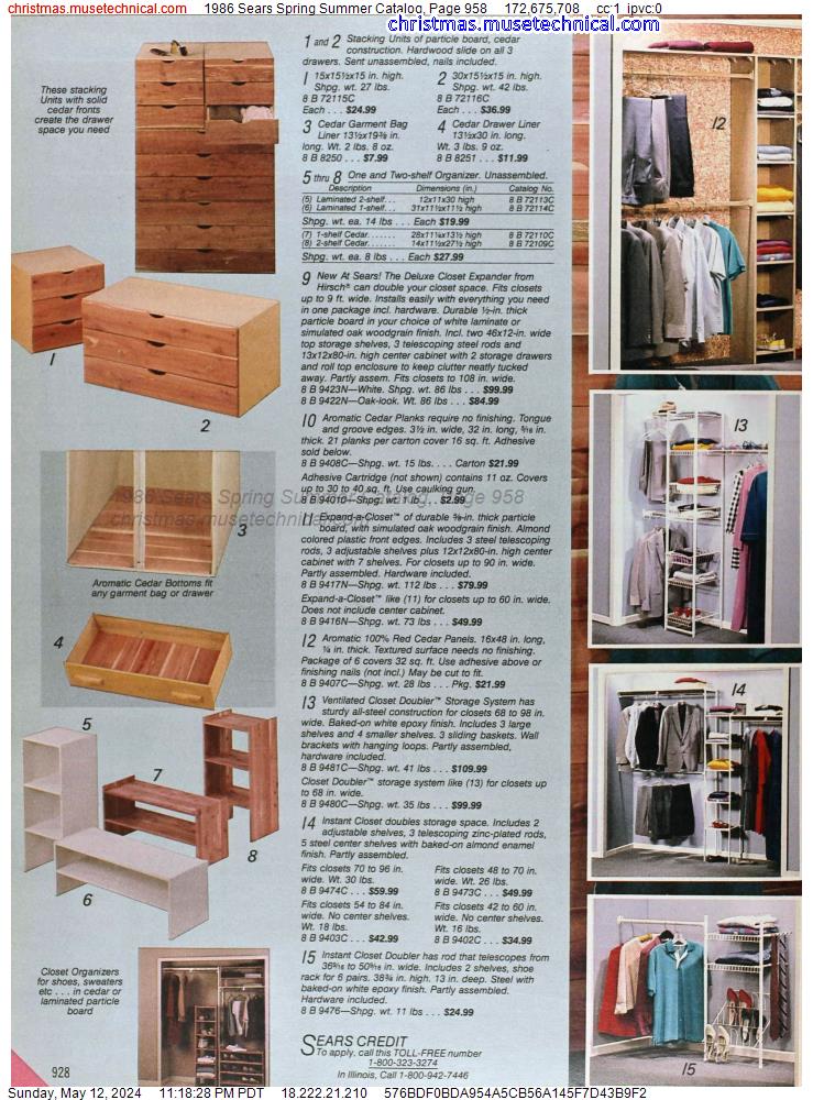 1986 Sears Spring Summer Catalog, Page 958