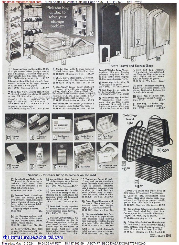 1966 Sears Fall Winter Catalog, Page 1505