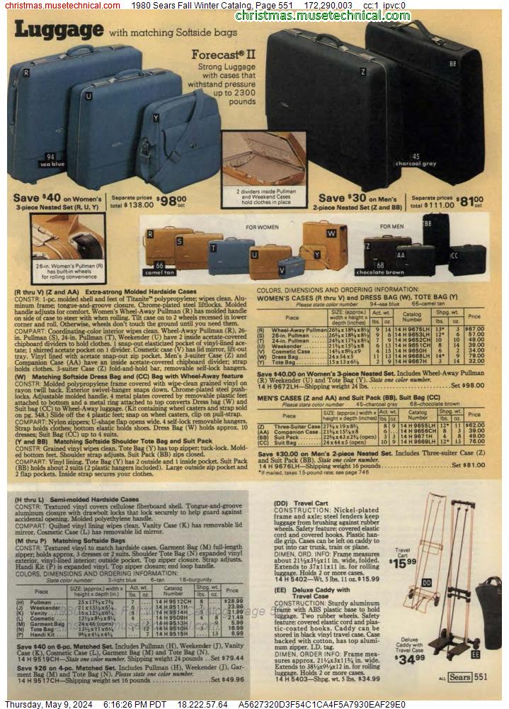1980 Sears Fall Winter Catalog, Page 551