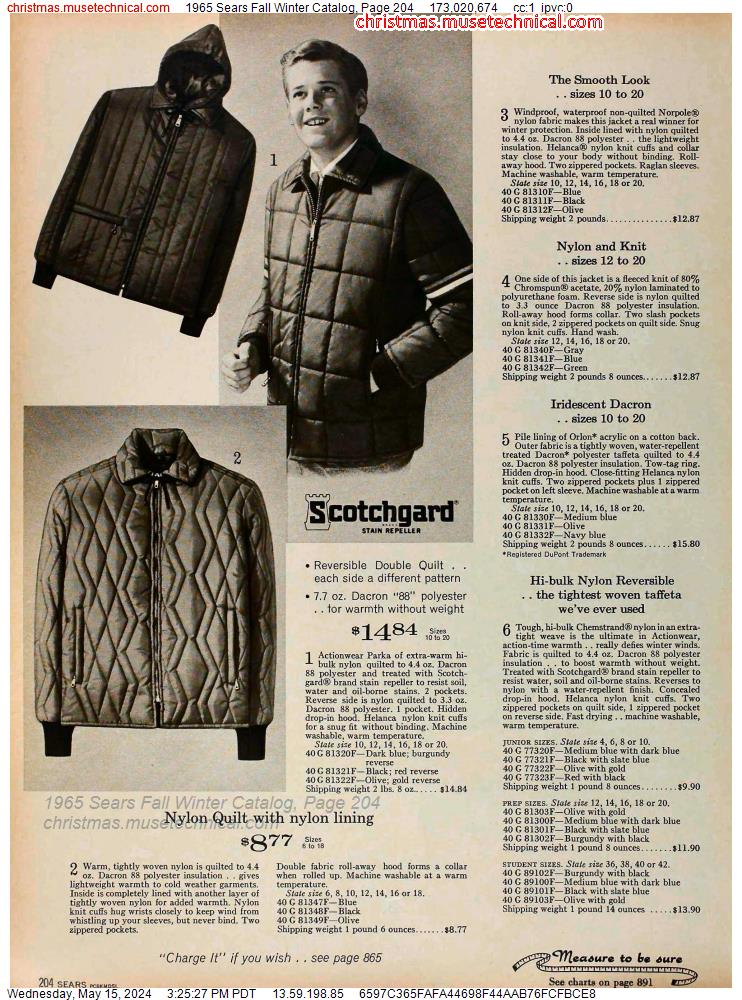 1965 Sears Fall Winter Catalog, Page 204