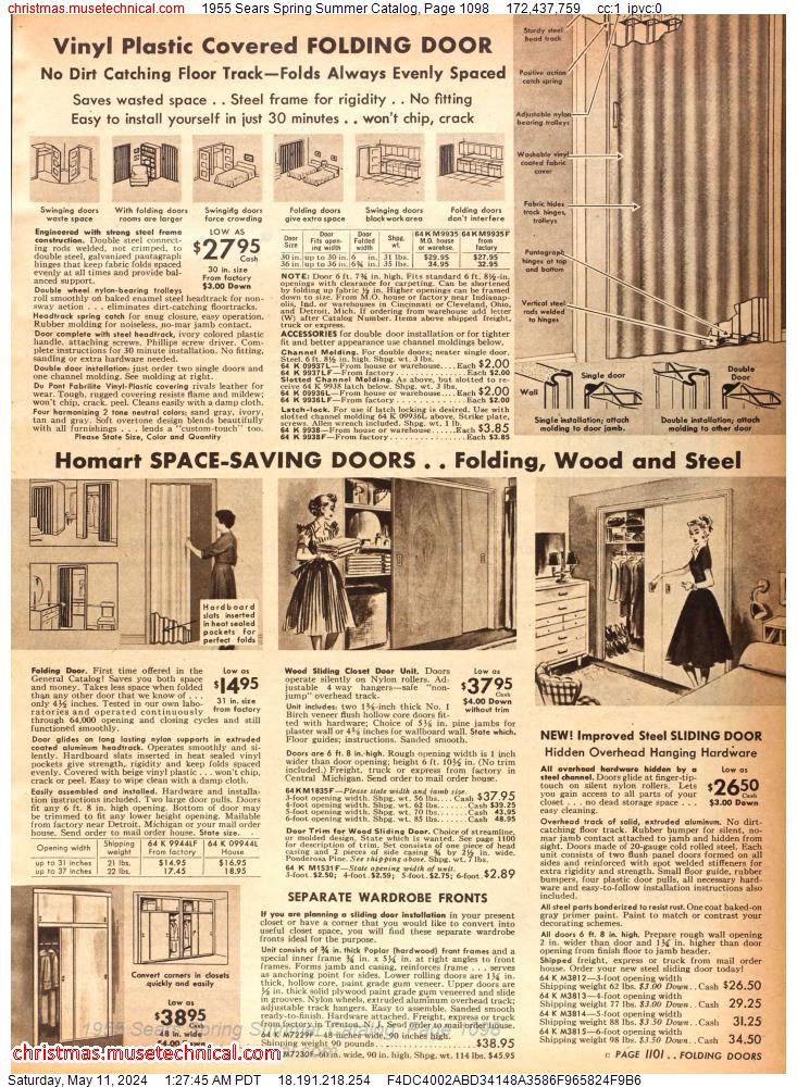 1955 Sears Spring Summer Catalog, Page 1098
