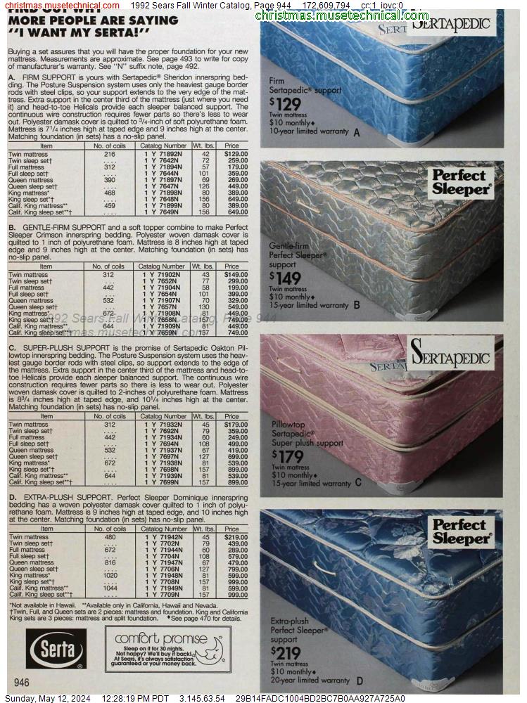 1992 Sears Fall Winter Catalog, Page 944
