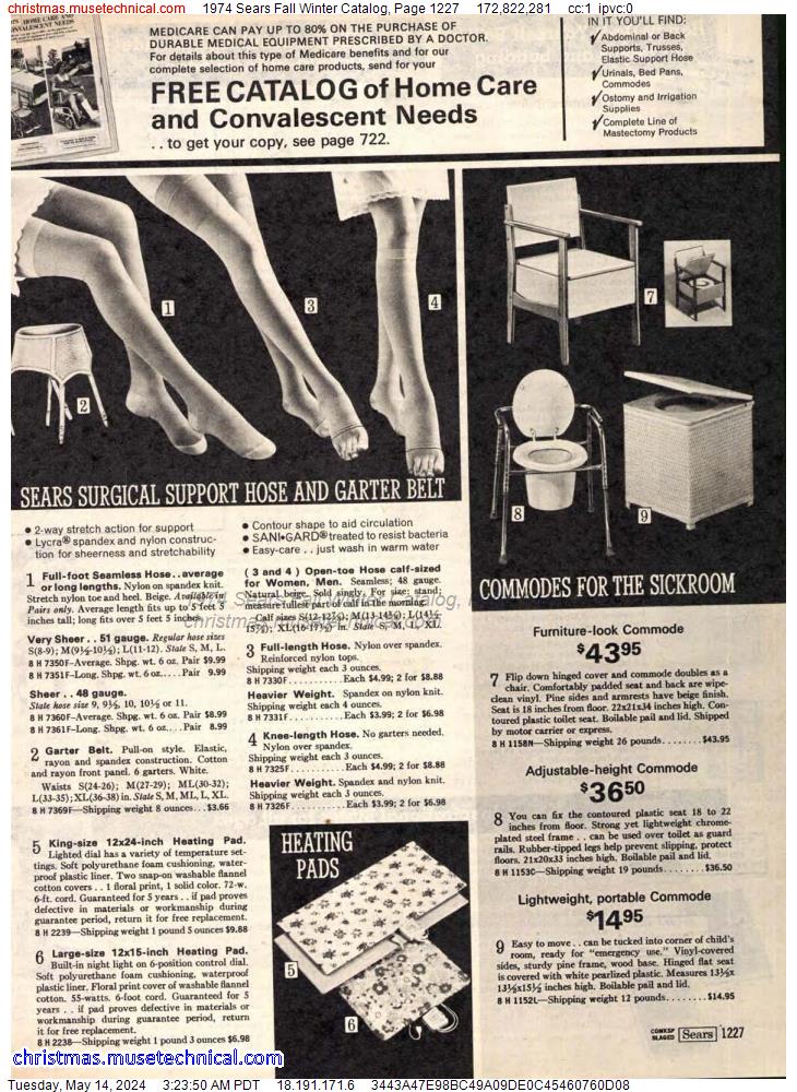 1974 Sears Fall Winter Catalog, Page 1227