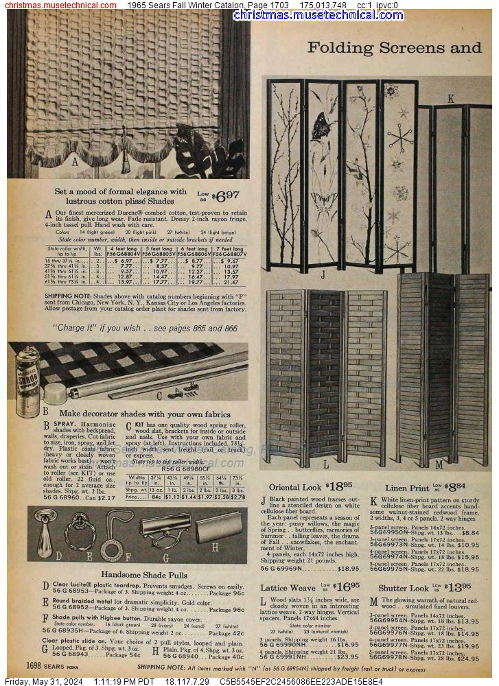 1965 Sears Fall Winter Catalog, Page 1703