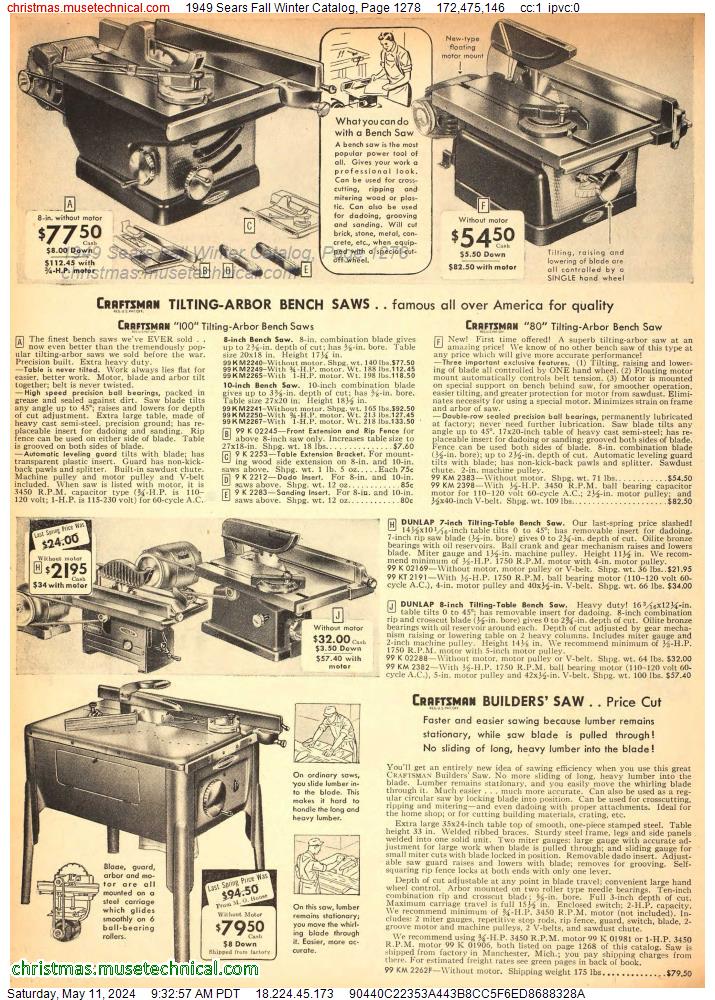 1949 Sears Fall Winter Catalog, Page 1278