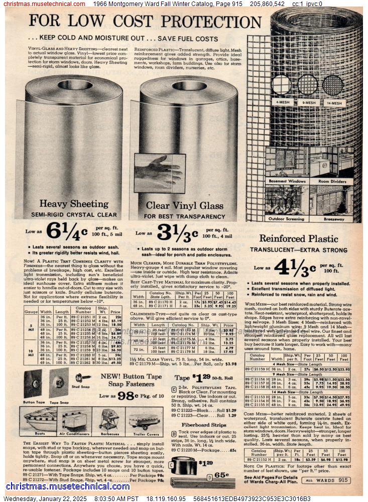 1966 Montgomery Ward Fall Winter Catalog, Page 915