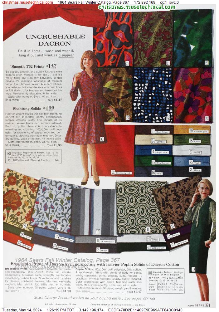 1964 Sears Fall Winter Catalog, Page 367