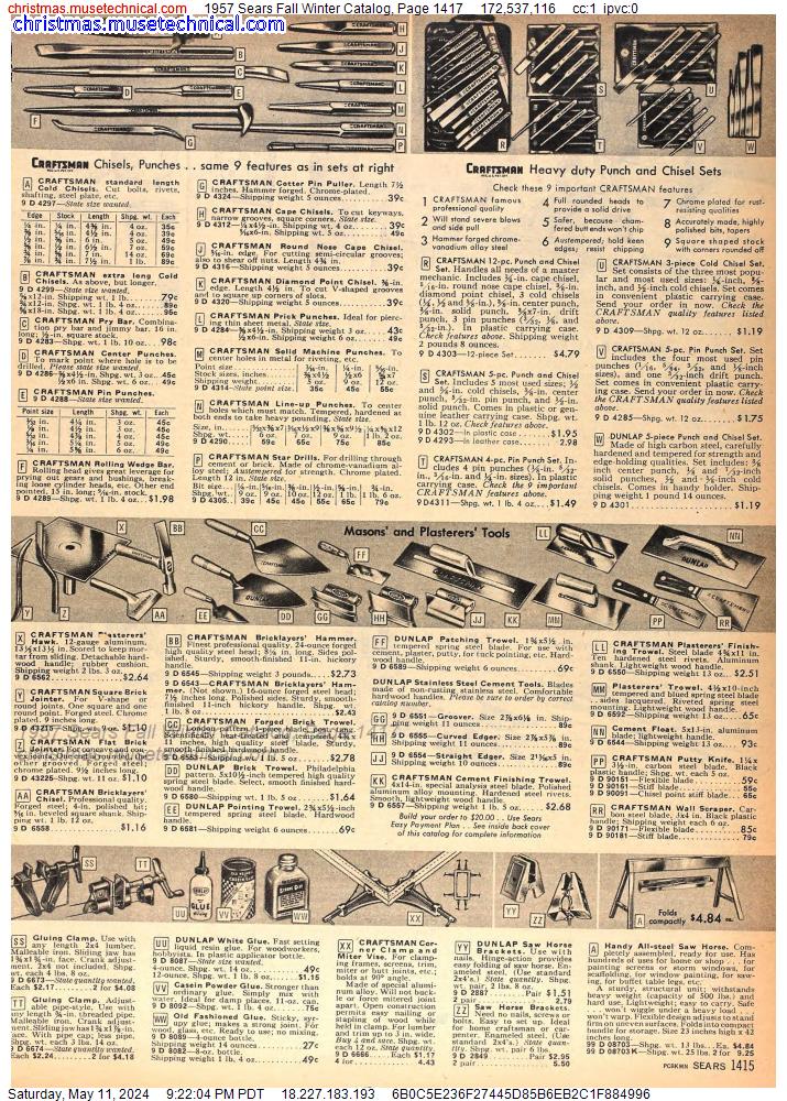 1957 Sears Fall Winter Catalog, Page 1417