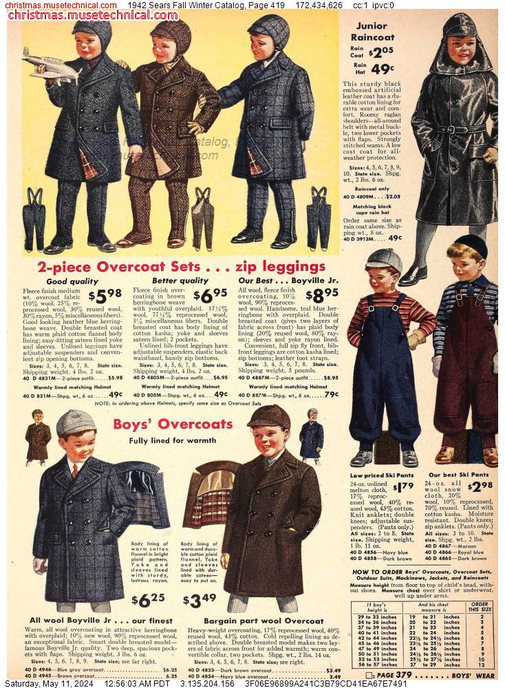 1942 Sears Fall Winter Catalog, Page 419