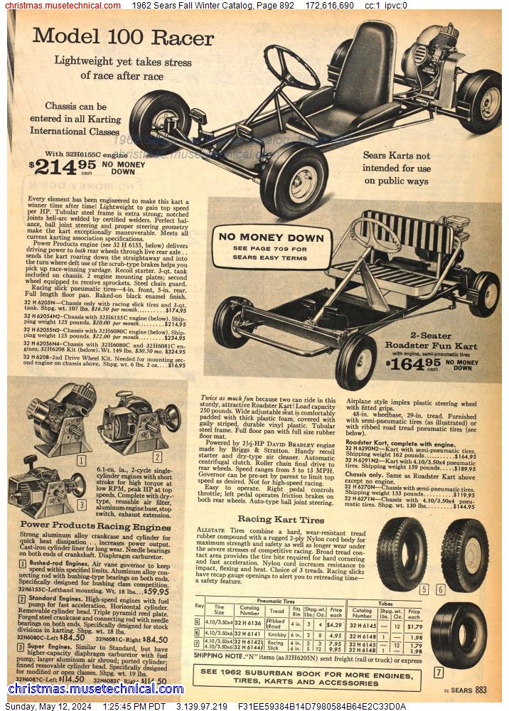1962 Sears Fall Winter Catalog, Page 892