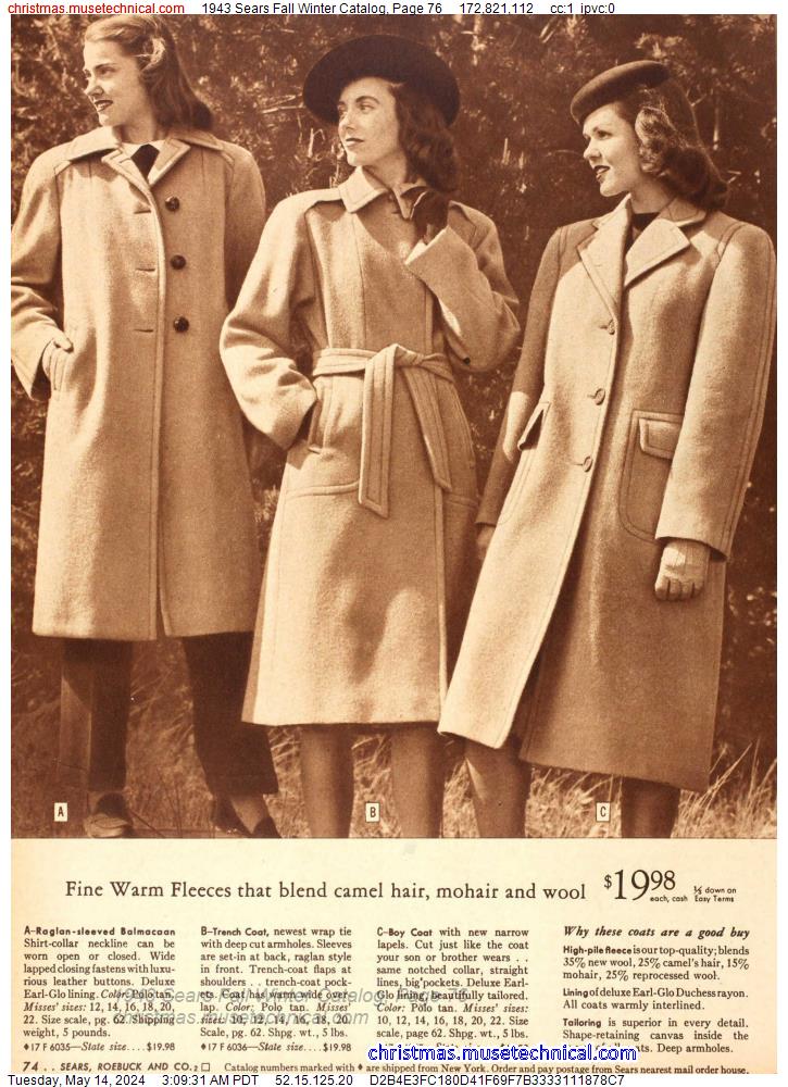 1943 Sears Fall Winter Catalog, Page 76