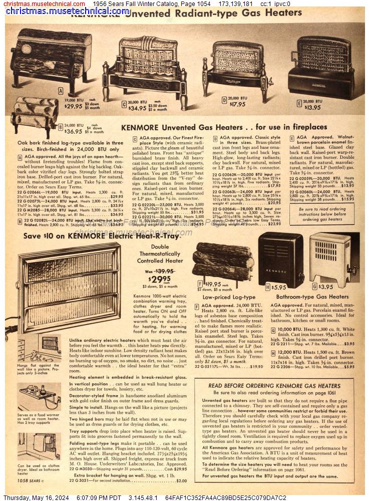1956 Sears Fall Winter Catalog, Page 1054