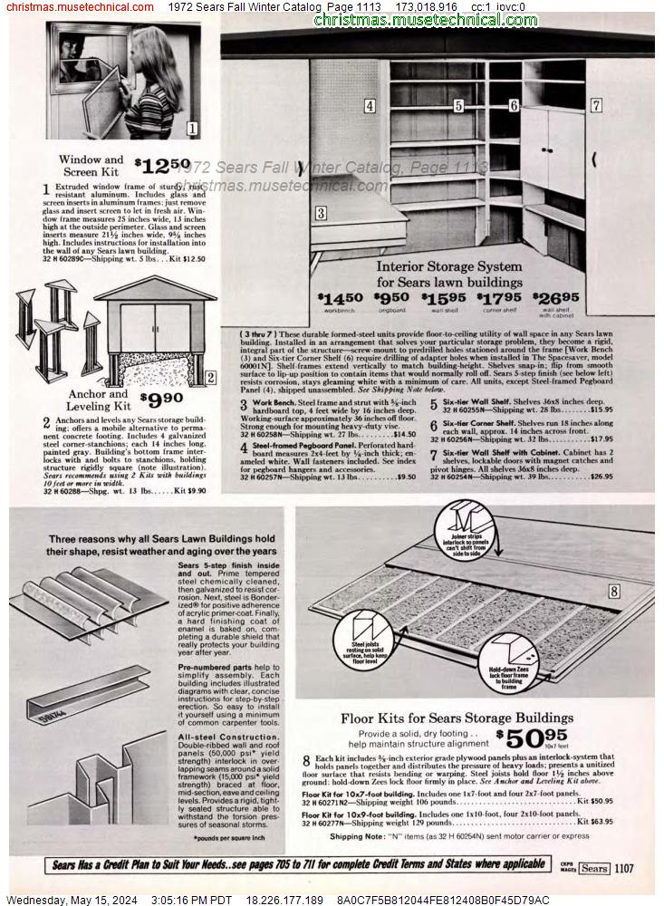 1972 Sears Fall Winter Catalog, Page 1113