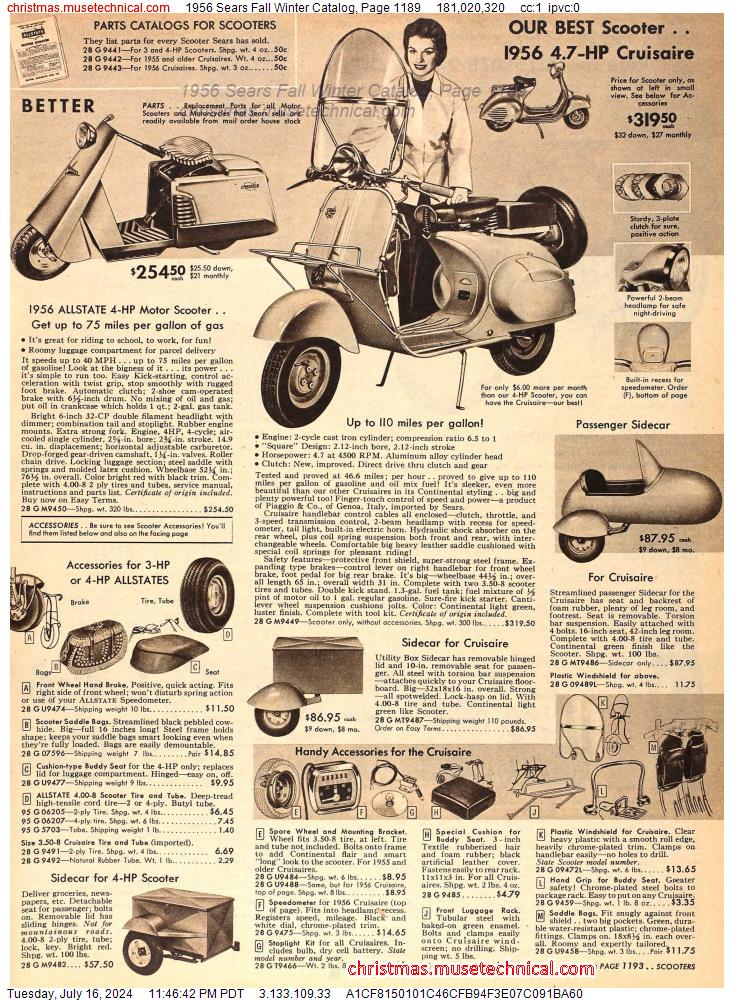 1956 Sears Fall Winter Catalog, Page 1189