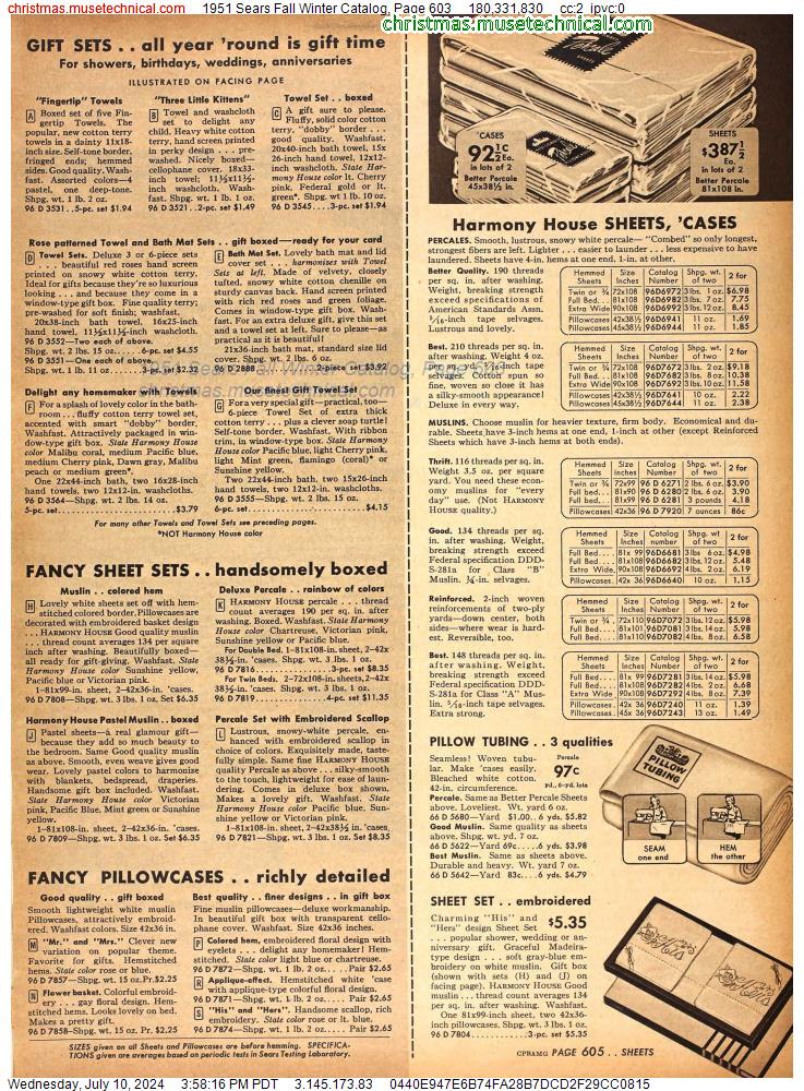 1951 Sears Fall Winter Catalog, Page 603