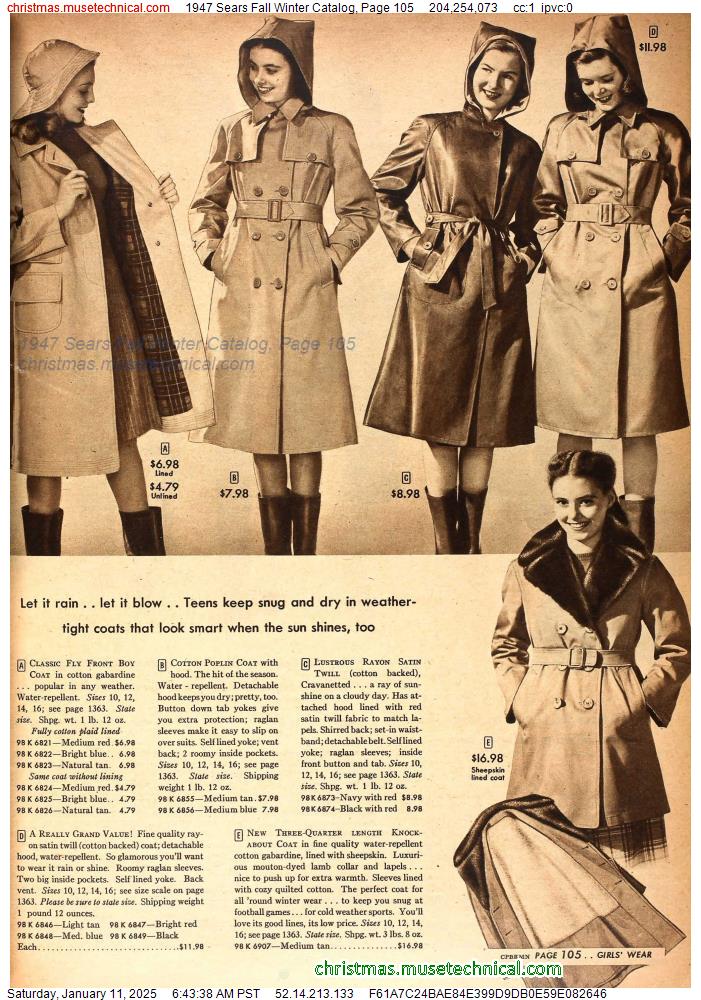 1947 Sears Fall Winter Catalog, Page 105