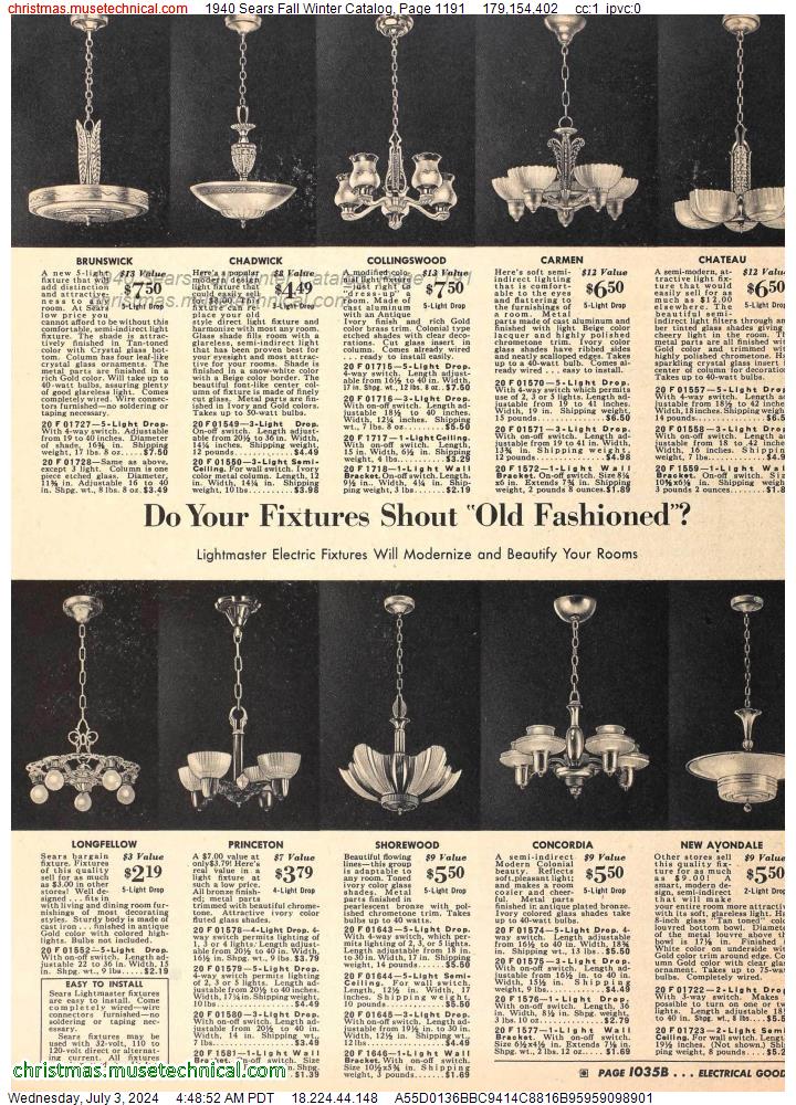 1940 Sears Fall Winter Catalog, Page 1191