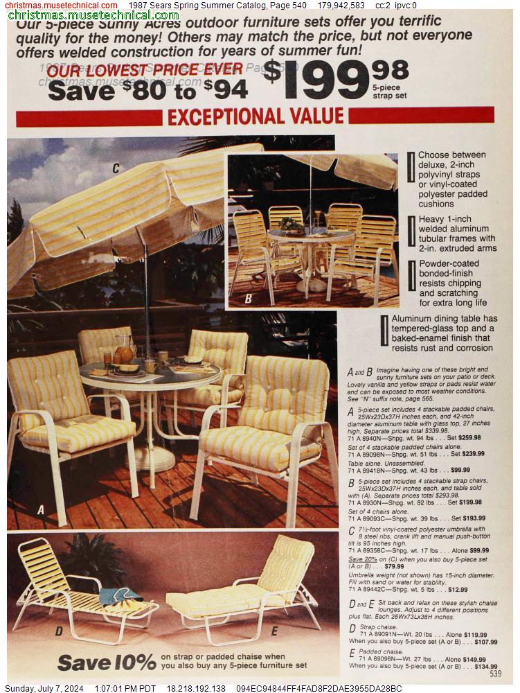 1987 Sears Spring Summer Catalog, Page 540