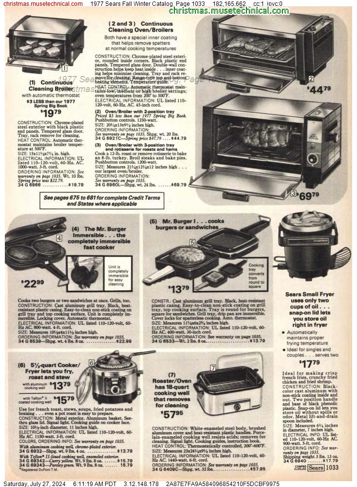 1977 Sears Fall Winter Catalog, Page 1033