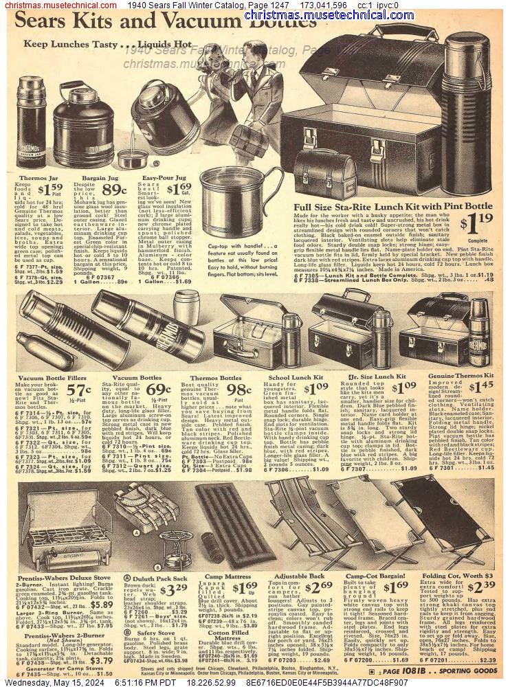 1940 Sears Fall Winter Catalog, Page 1247