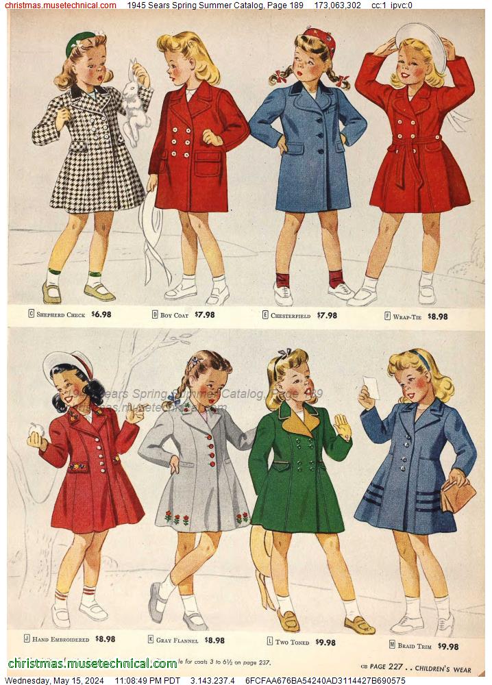 1945 Sears Spring Summer Catalog, Page 189