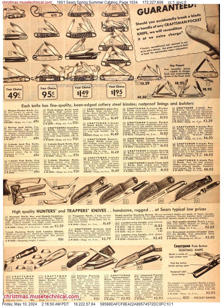 1951 Sears Spring Summer Catalog, Page 1034
