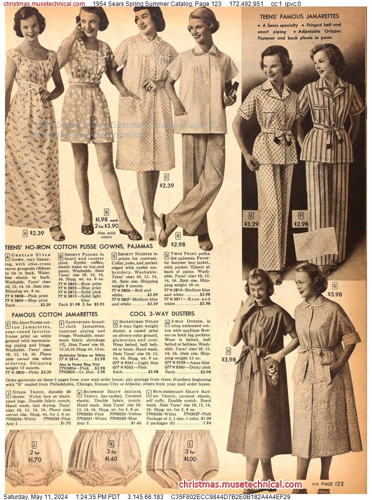 1954 Sears Spring Summer Catalog, Page 123