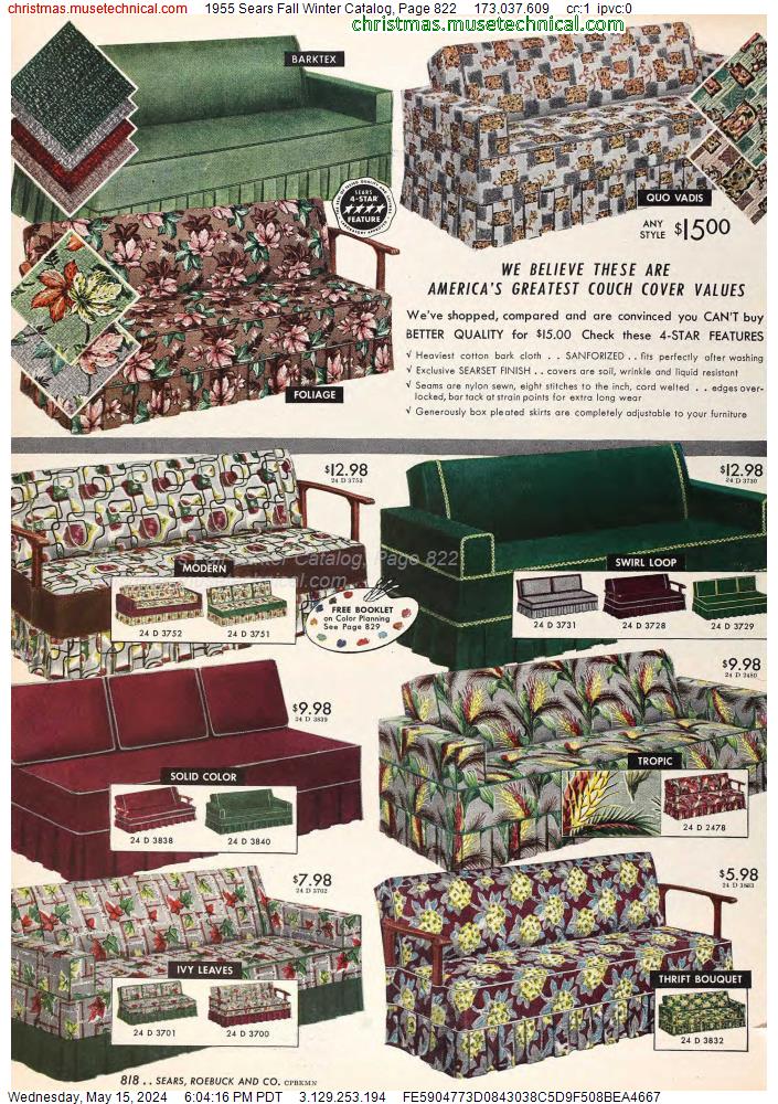 1955 Sears Fall Winter Catalog, Page 822