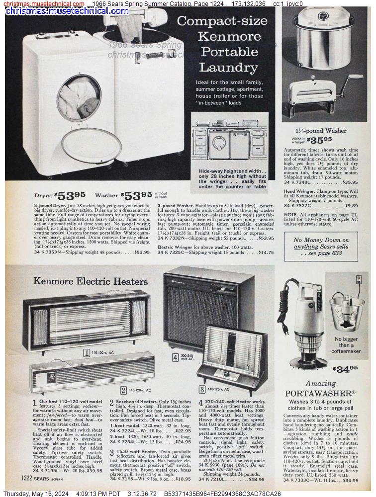1966 Sears Spring Summer Catalog, Page 1224