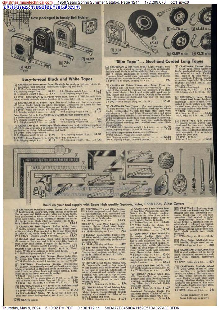 1959 Sears Spring Summer Catalog, Page 1244
