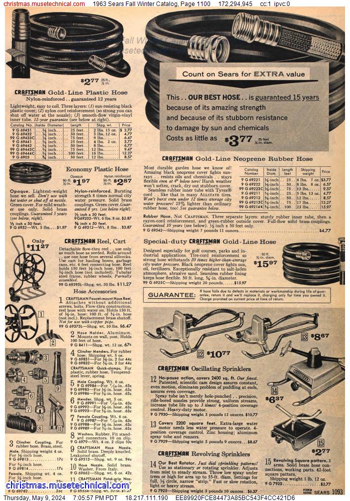 1963 Sears Fall Winter Catalog, Page 1100