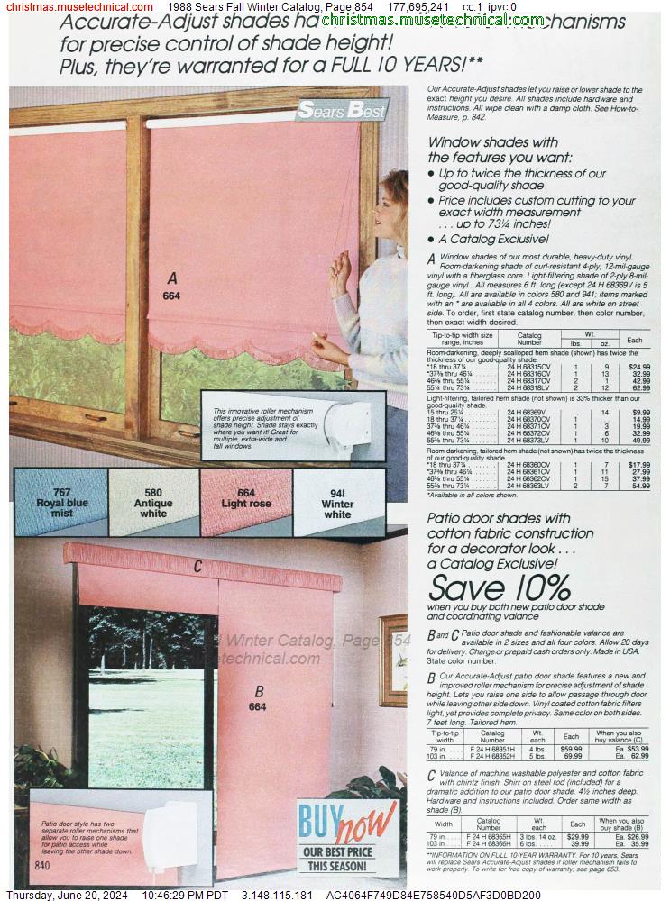 1988 Sears Fall Winter Catalog, Page 854