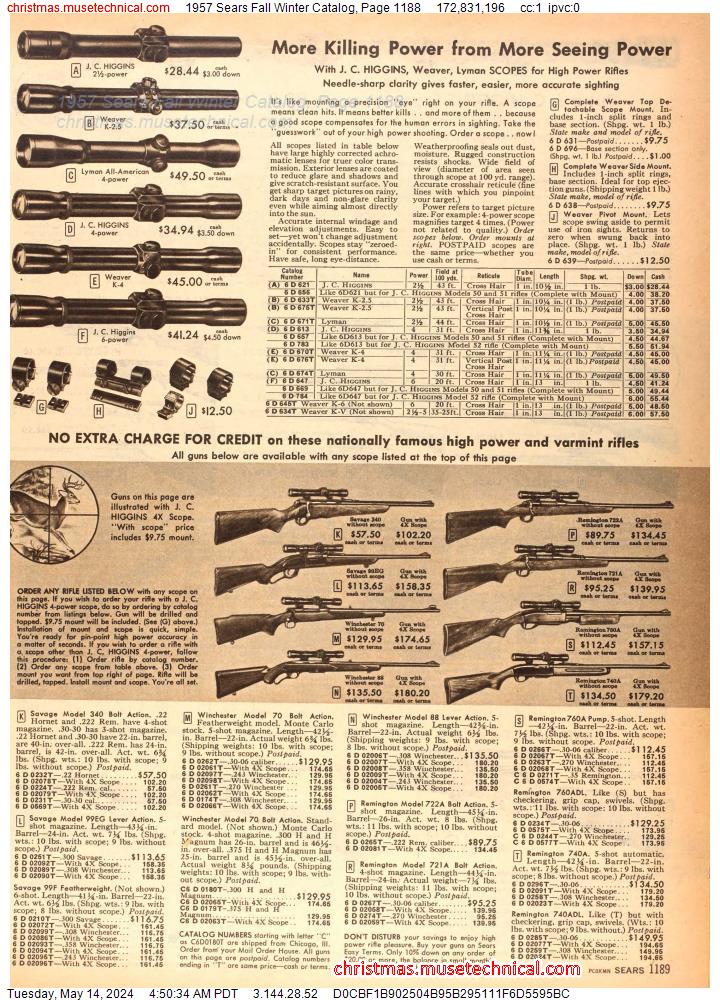1957 Sears Fall Winter Catalog, Page 1188