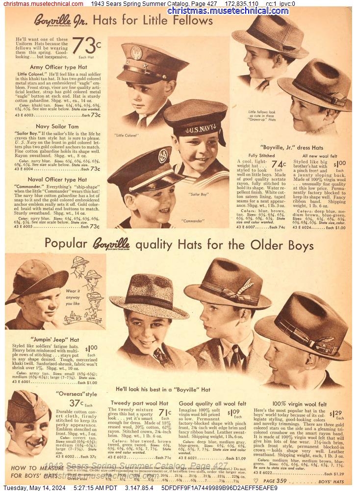 1943 Sears Spring Summer Catalog, Page 427