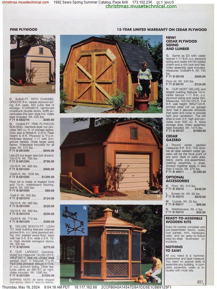 1992 Sears Spring Summer Catalog, Page 849