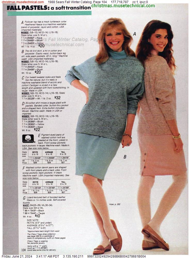 1988 Sears Fall Winter Catalog, Page 104