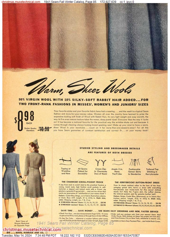 1941 Sears Fall Winter Catalog, Page 85